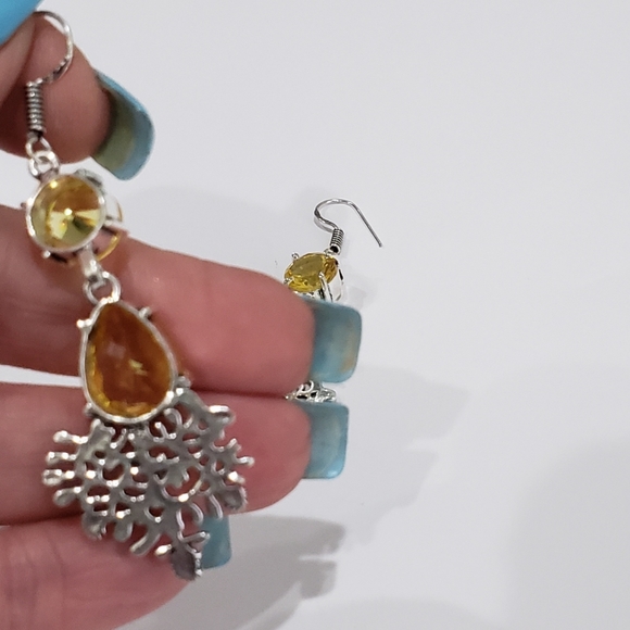 Beautiful Handmade Citrine Gemstone 925 Drop Dangle Earrings - Picture 8 of 11